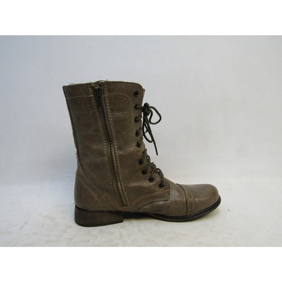 STEVE MADDEN Womens Sz 6 M Brown Leather Zip Combat High Ankle Boots TROOPA - Picture 4 of 10
